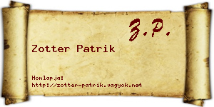 Zotter Patrik névjegykártya